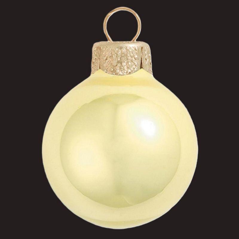 Soft Yellow Pearl Finish Glass Christmas Ball Ornament