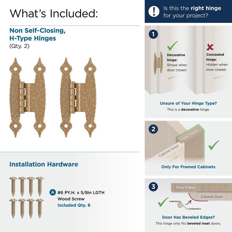 Amerock 3/8in (10mm) Offset Non-Self Closing Face Mount Champagne Bronze Cabinet Hinge - 1 Pair