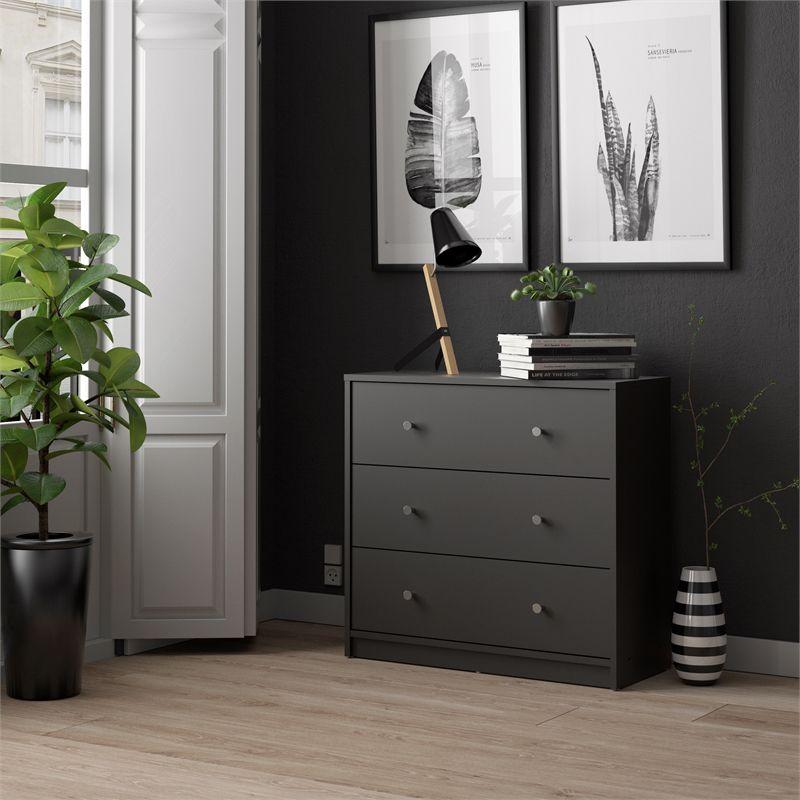 Wood Portland 3 Drawer Chest in Black-Tvilum