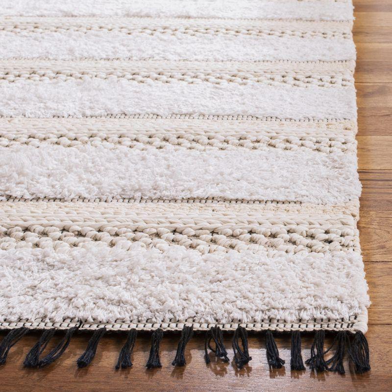 Ivory Geometric Handwoven Cotton Square Rug 6' x 6'