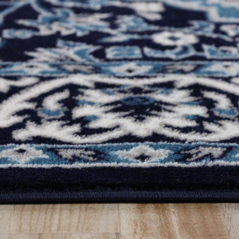 Traditional Vintage Medallion Floral Scroll Indoor Area Rug, 5'x8', Blue - Blue Nile Mills