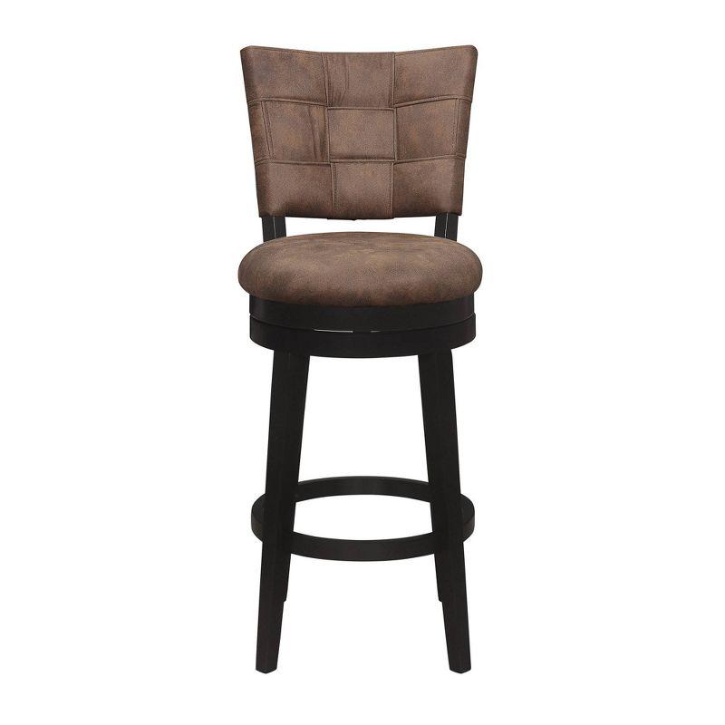 30" Kaede Wood and Upholstered Swivel Barstool Black/Chestnut - Hillsdale Furniture: Matte Finish, Faux Leather, Fixed Height