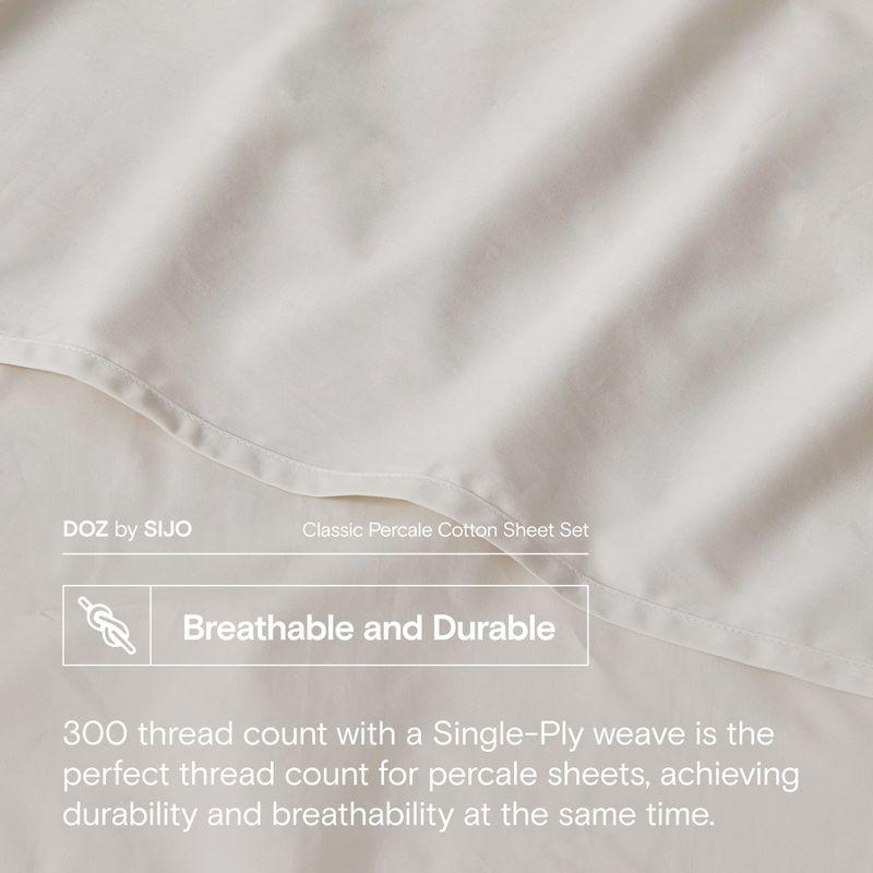 DOZ Long Staple Cotton Duvet Cover Set, Crisp Percale Weave, Breathable, Matte Finish, Durable, Hotel Comfort, 8 Loops