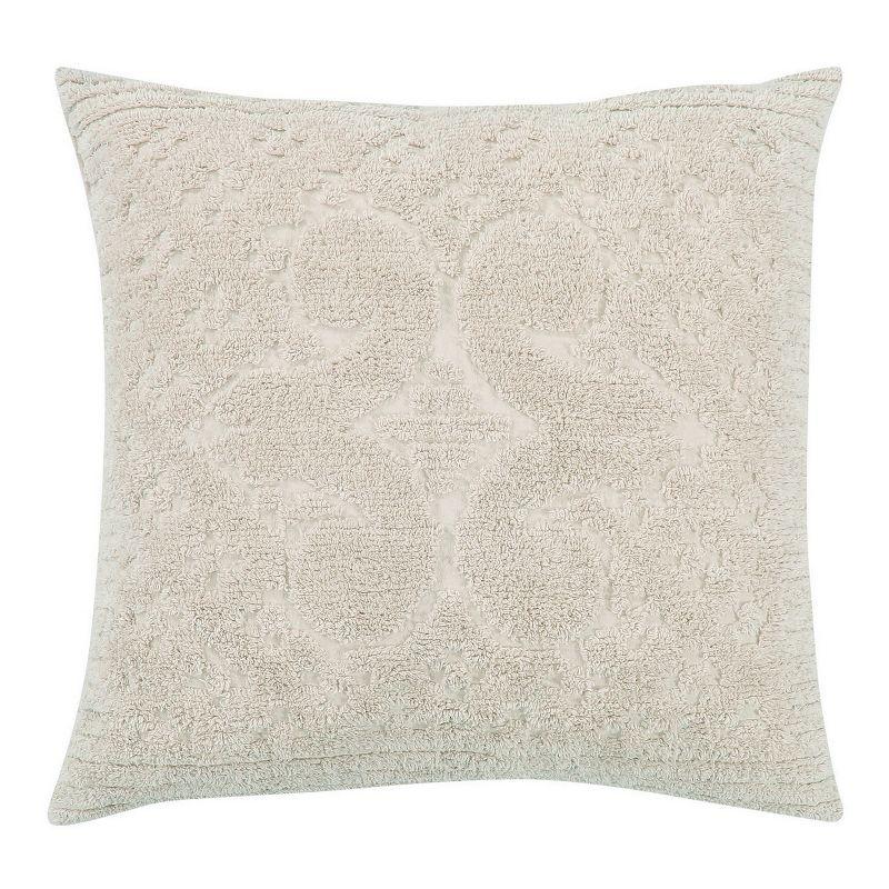 Better Trends Ashton – Luxurious 100% Cotton Tufted Euro Sham in Medallion Design, Super Soft & Lightweight, 26” x 26”, Ivory