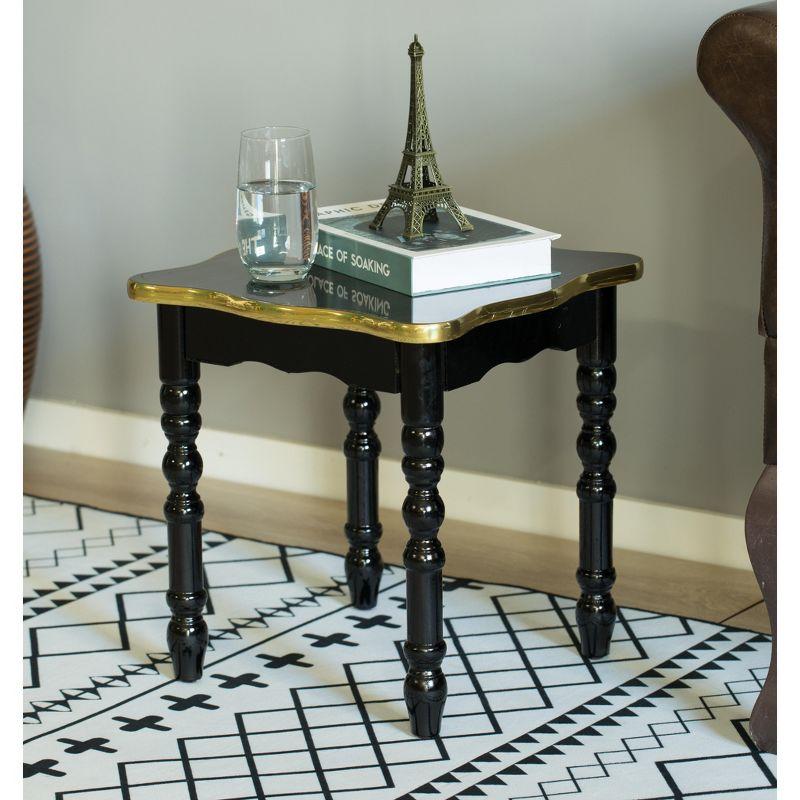 Fabulaxe Square Wooden Side Table, Living Room Accent End Table, Gold and Brown