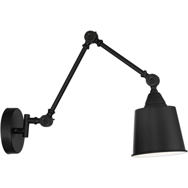 Black Metal Adjustable Swing Arm Wall Lamp