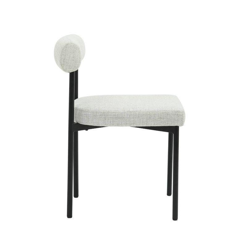 Nathan James Dahlia Metal Upholstered Modern Dining Chair Feather Gray Matte Black