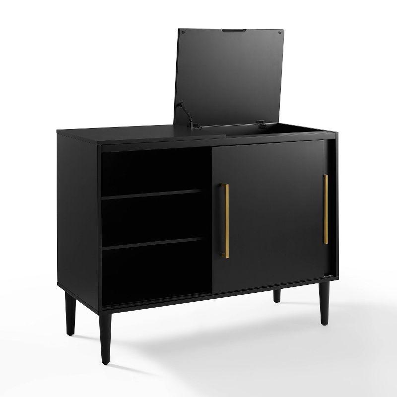 Everett Matte Black Mid-Century Modern Media Console with Storage