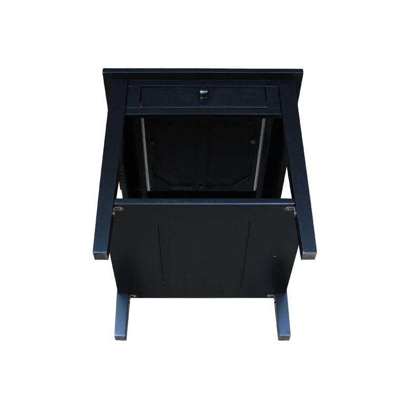 Black Solid Wood Square End Table with Storage, 24x24