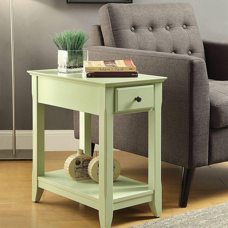 Acme Furniture 13" Bertie Accent Table Light Green Finish: Wood Composite, Beveled Edges, Drawer Storage, No Assembly Required