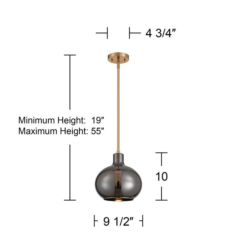 360 Lighting Partridge 9 1/2" Modern Pendant Ceiling Light Fixture Dining Room Over Table Kitchen Island Foyer Hanging Round Brass Mirror Glass Mini