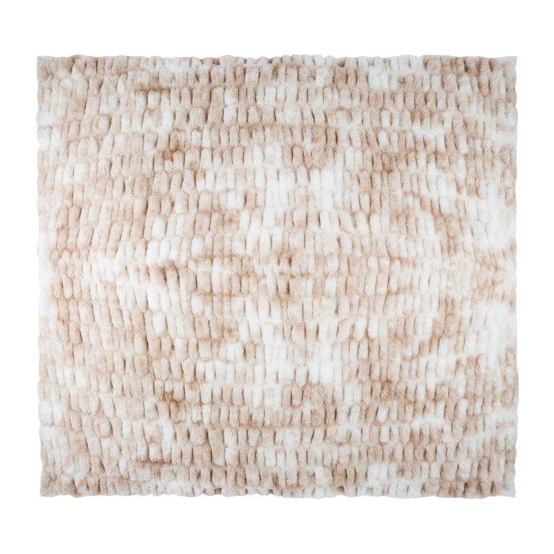 Oversized Ruched Faux Fur Blanket - 60x80-Inch Jacquard Faux Fur Queen-Size Throw for Sofas and Beds - Luxurious Bedding by Lavish Home