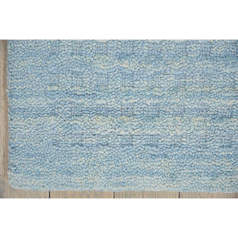 Handmade Sky Blue Wool 5' x 7' Rectangular Area Rug