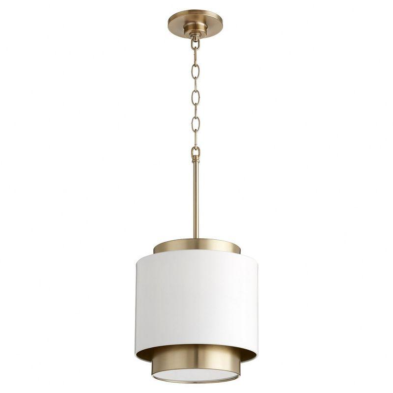 Quorum Lighting 1 - Light Pendant in  Studio White/Aged Brass