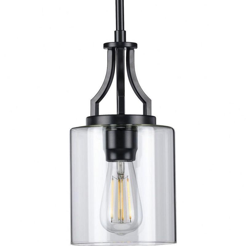 Progress Lighting Lassiter 1-Light Mini-Pendant, Matte Black, Clear Glass Shade