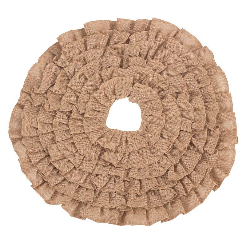 Natural Jute Ruffled Christmas Tree Skirt, 72"