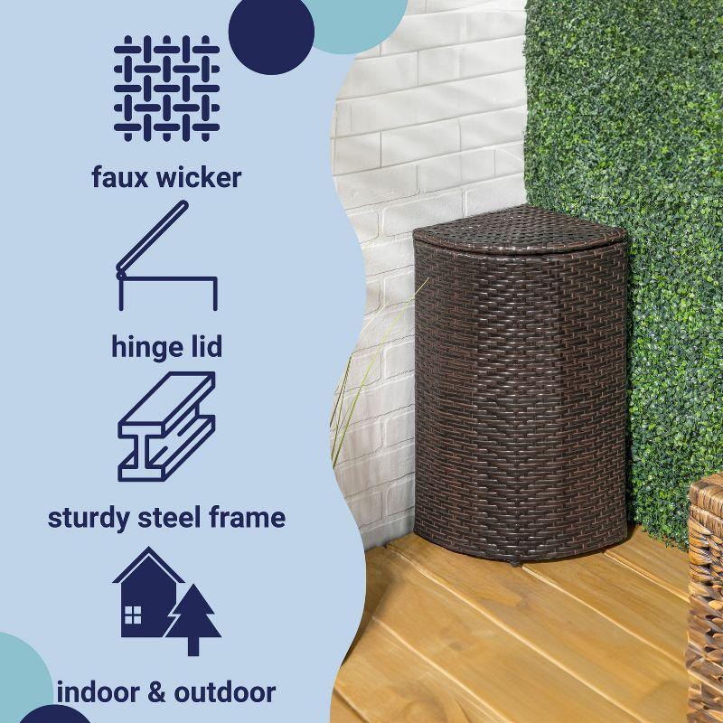 Chloe 15.56-Gallon All-Weather Wicker/Metal Corner Hideaway Outdoor Trash Can