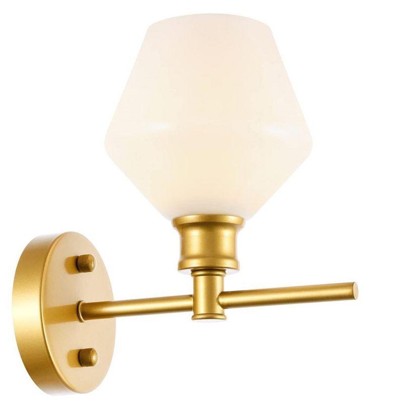 Gene Brass and Frosted White Glass Dimmable Sconce