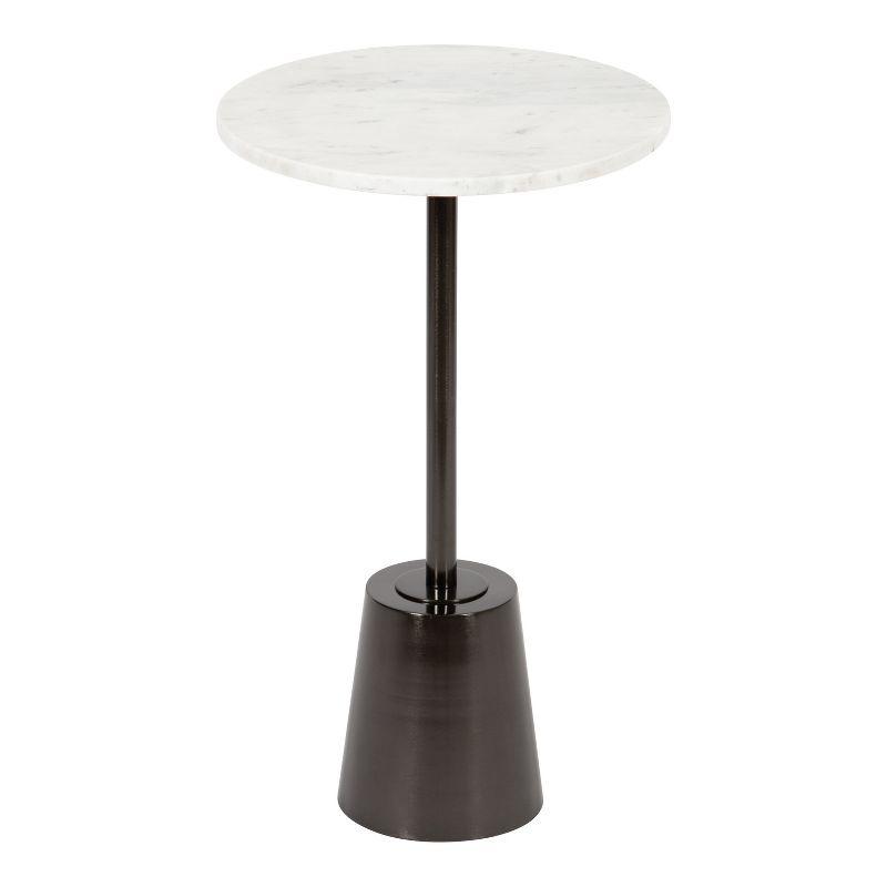 Kate and Laurel Tira Round Metal Side Table, 14x14x24, Pewter and White