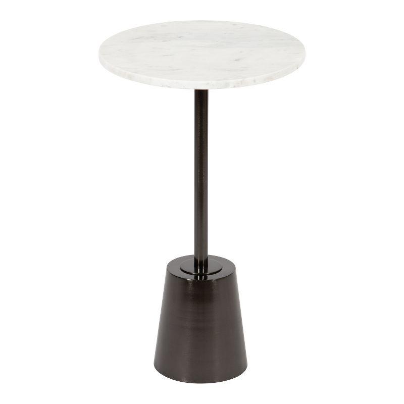 Tira 17" Pewter and White Marble Round Side Table