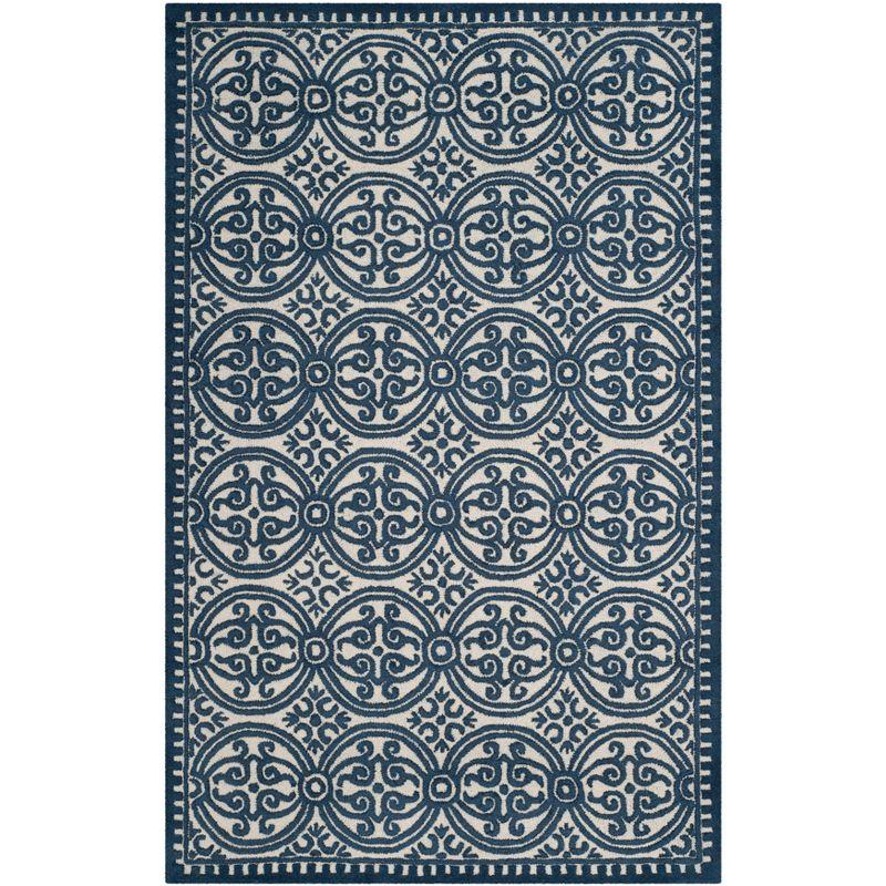 Ivory Geometric Hand-Tufted Wool Rectangular Rug