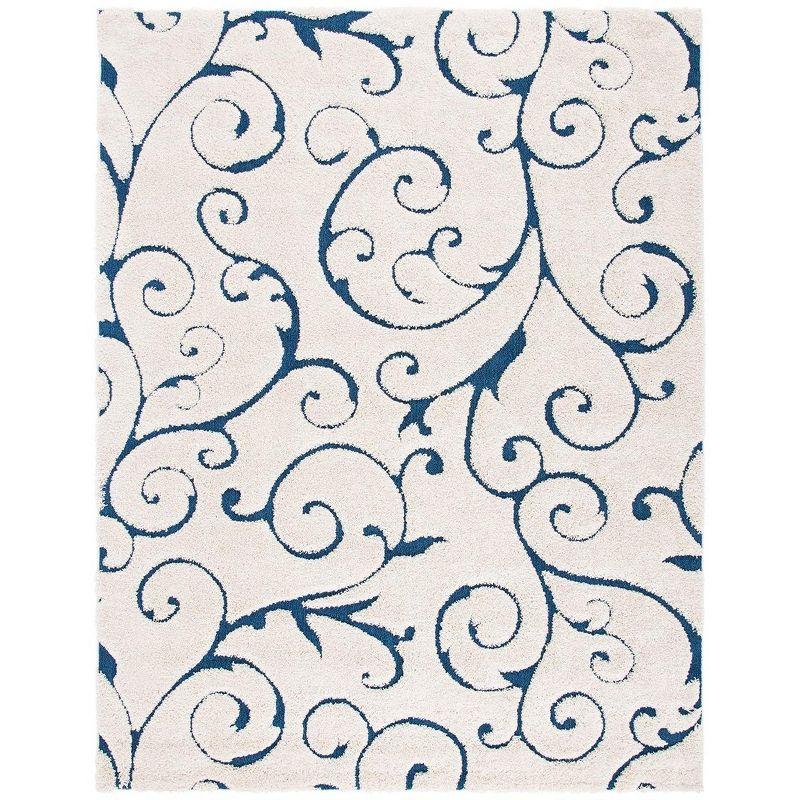 Florida Shag SG455 Power Loomed Indoor Area Rug - Cream/Blue - 9'6"x13' - Safavieh.
