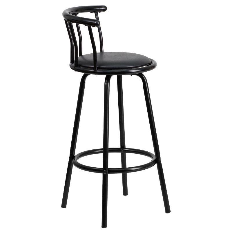 Flash Furniture Crown Back Black Metal Barstool with Black Vinyl Swivel Seat