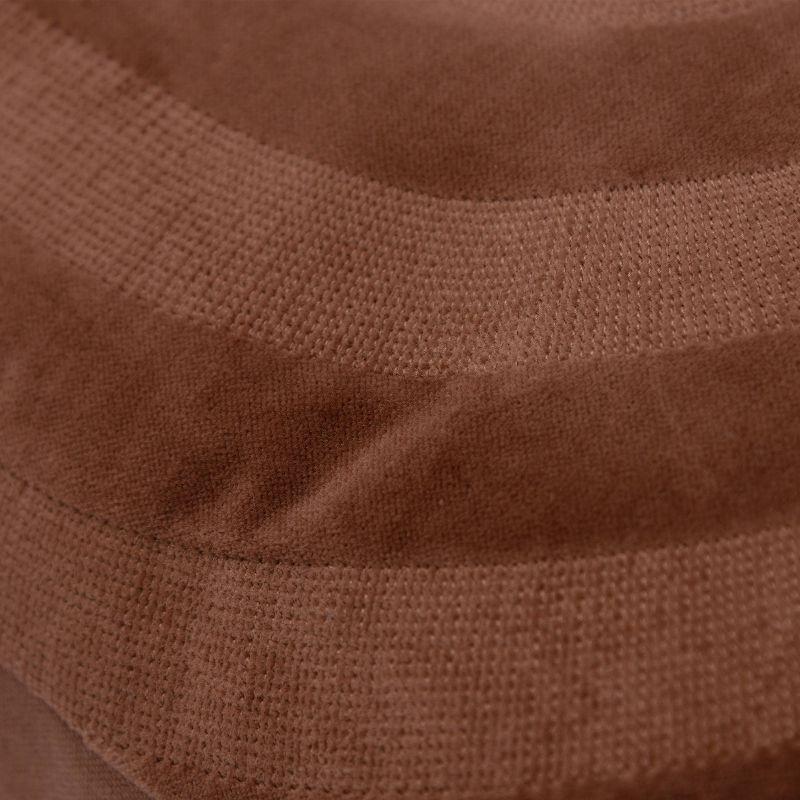14"x26" Oversized Solid Striped Poly Filled Lumbar Throw Pillow Brown - Rizzy Home: Cotton Velvet, Removable Cover, Indoor Use