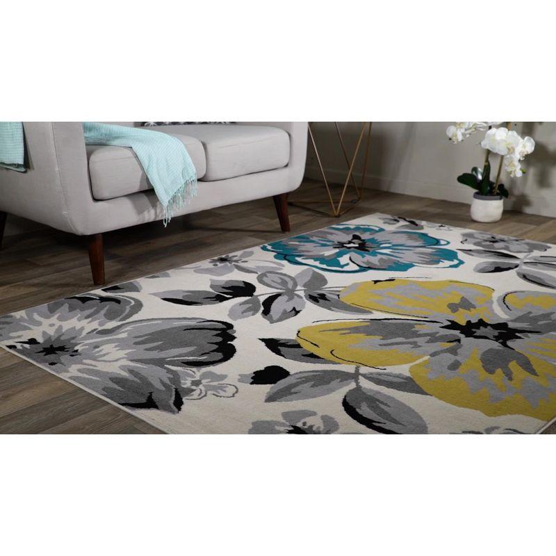 World Rug Gallery Modern Floral Design Blue 2' x 10' Runner Rug