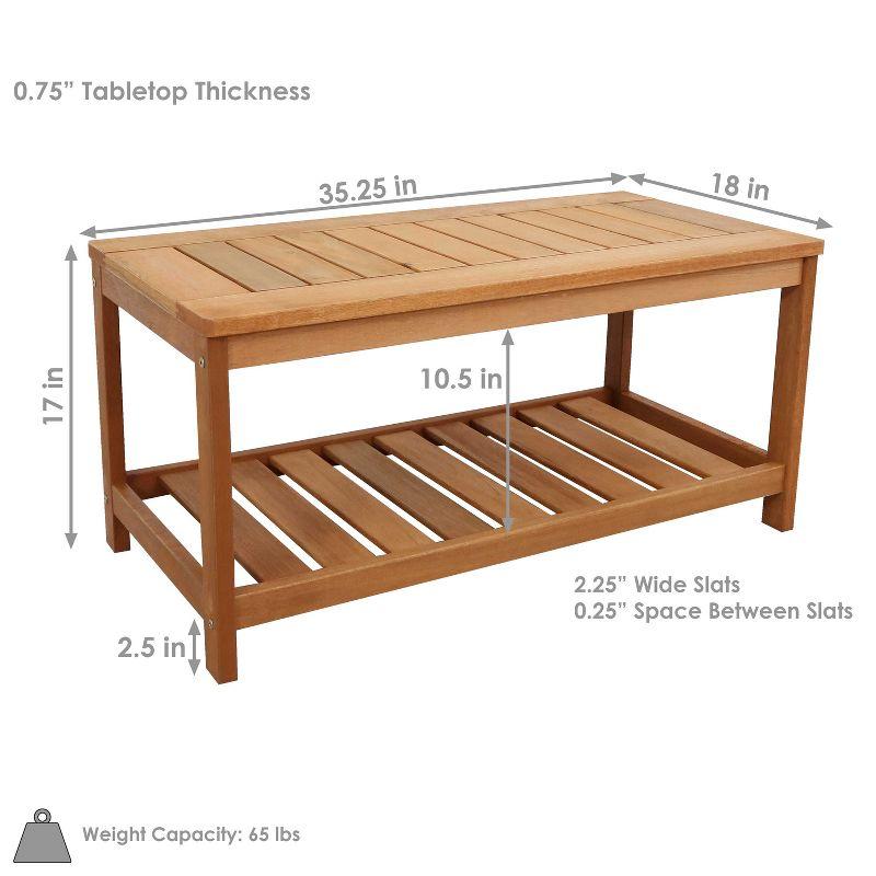 Sunnydaze Outdoor Meranti Wood with Teak Oil Finish Wooden Rectangular Accent Coffee Table - 35" - Brown