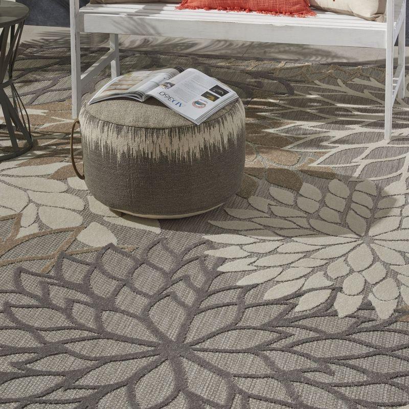Nourison Aloha Floral Bloom Flatweave High-Low Indoor Outdoor Area Rug Natural 9'6" x 13'