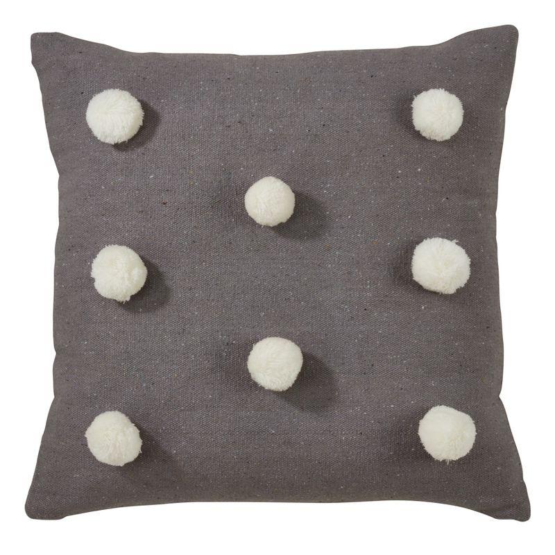 Saro Lifestyle Pom Pom Throw Pillow With Poly Filling