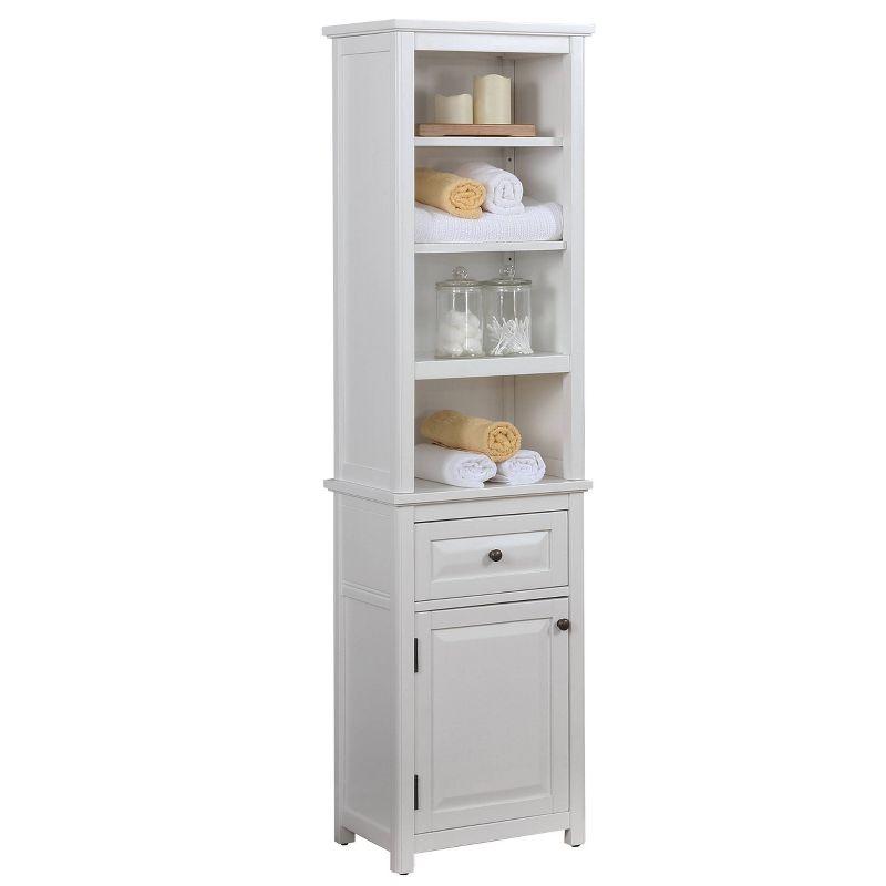 White MDF Bathroom Storage Cabinet with Adjustable Shelving