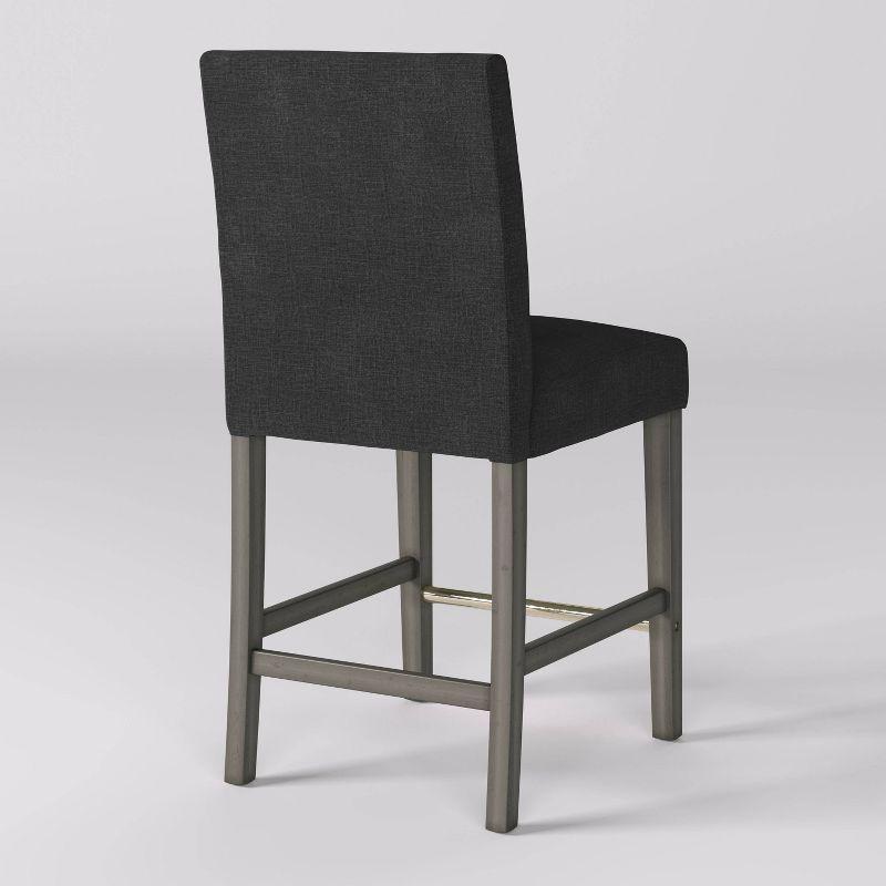 Laura Wooden Counter Height Barstool Dark Gray - CorLiving: Upholstered Parsons Style, Foam-Padded High Back