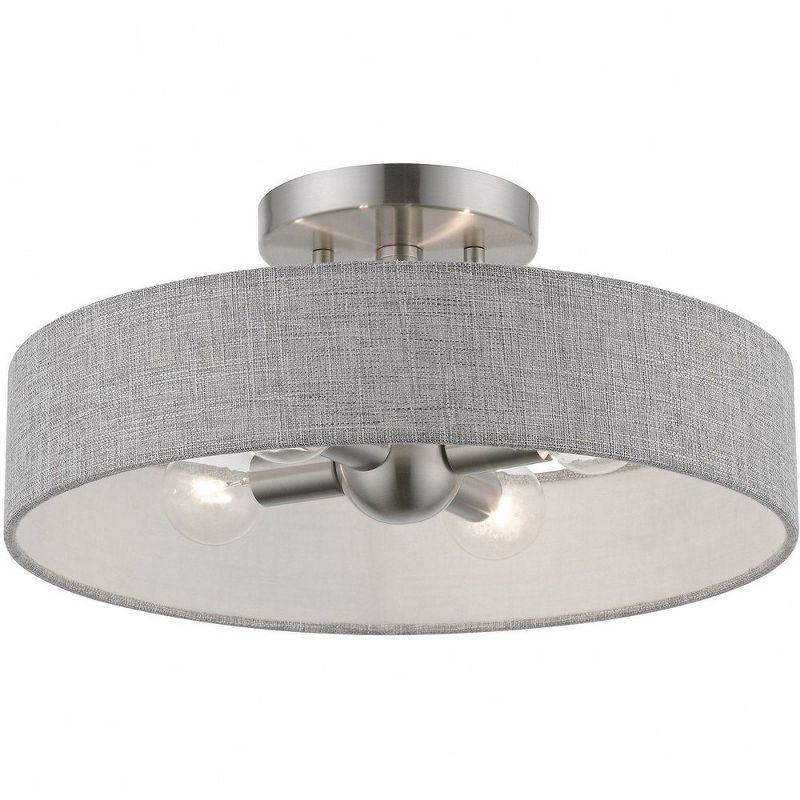 Livex Lighting Elmhurst 4 - Light Semi-Flush Mount in  Brushed Nickel/Shiny White