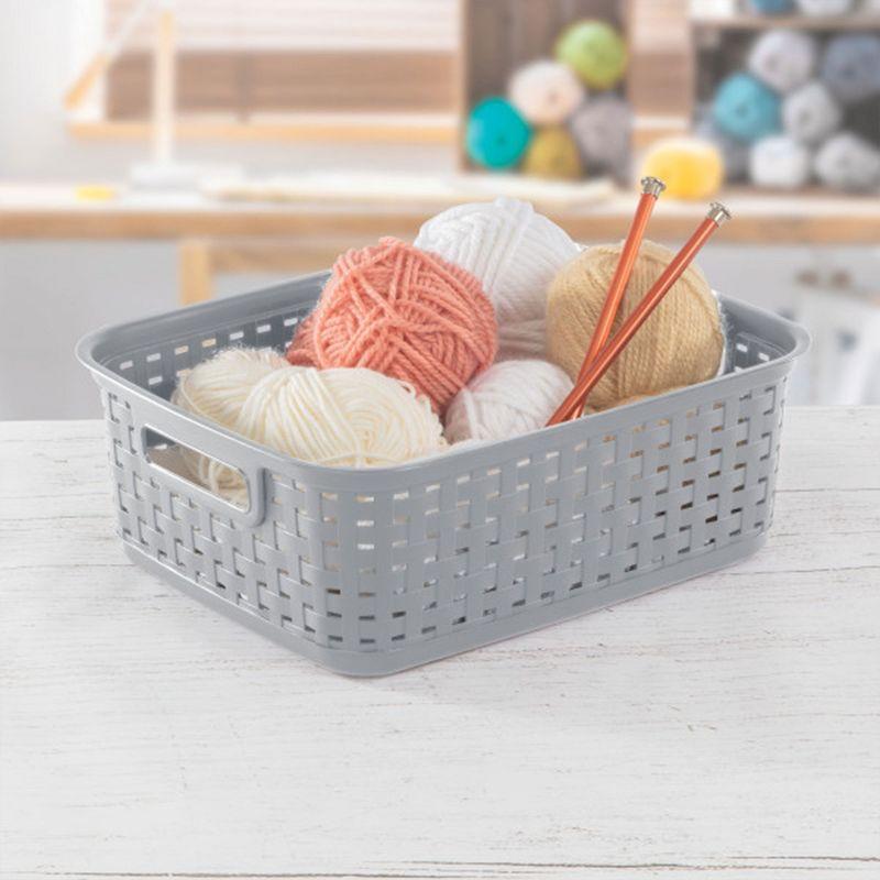 Sterilite Short Weave Basket, Decorative Storage Bin, Organize the Closet, Bathroom or Classroom