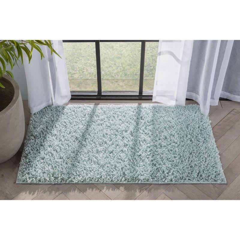 Papastamelos Basics Emerson Plain Textured Seafoam Green Shag Area Rug