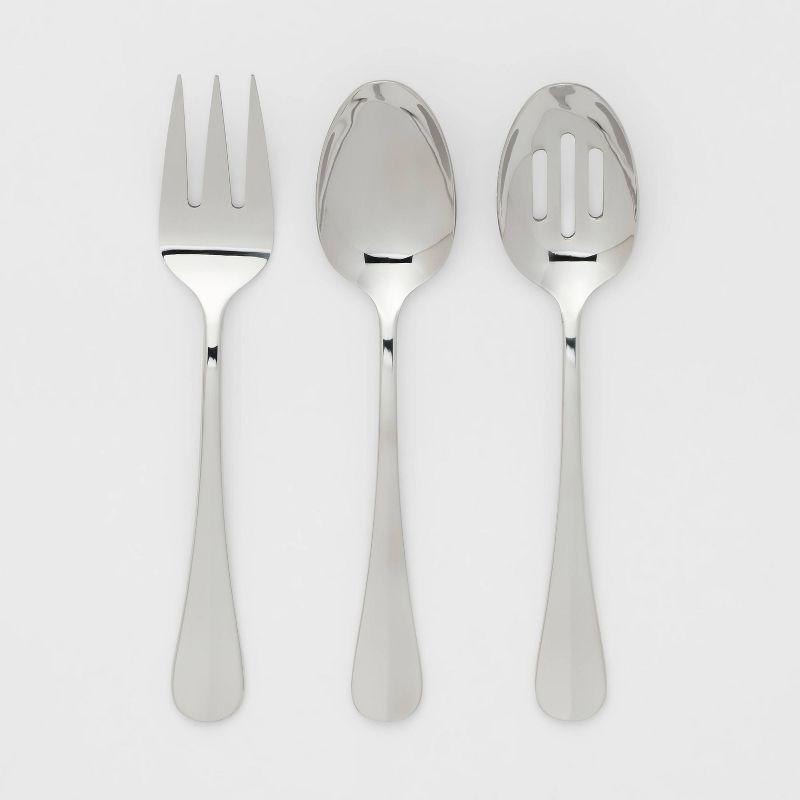3pc Sussex Serve Set Silver - Threshold™: Stainless Steel Serving Utensils, Fork & Spoons, Dishwasher-Safe