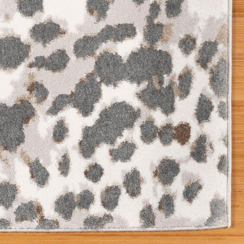 Ciaran Gaia Animal Glam Leopard Print Gray/Tan/Ivory Polypropylene Area Rug