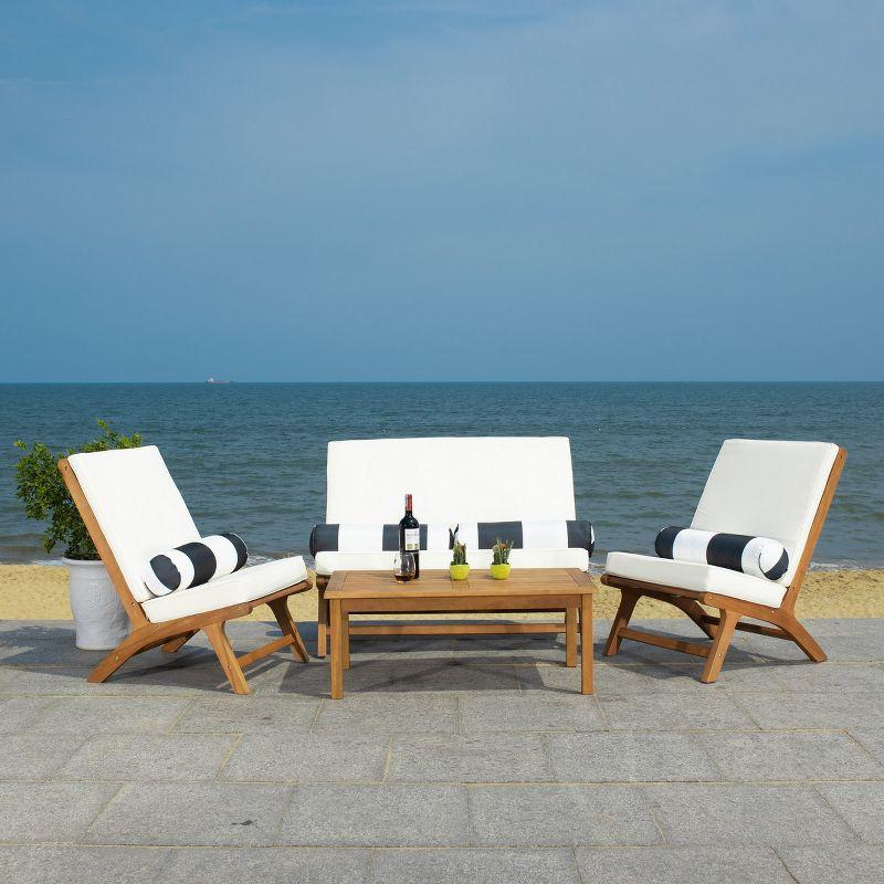 Sao Paulo Inspired 4-Piece Outdoor Living Set with Black & White Accent Pillows