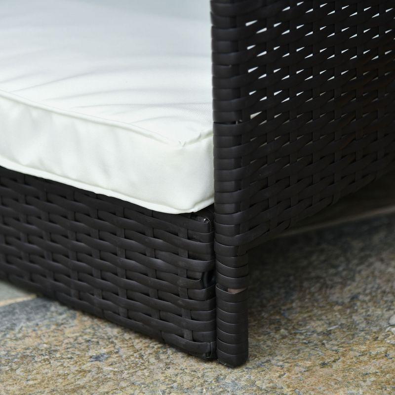 PawHut Wicker Dog House Elevated Raised Rattan Bed for Indoor/Outdoor with Removable Cushion Lounge, Cream