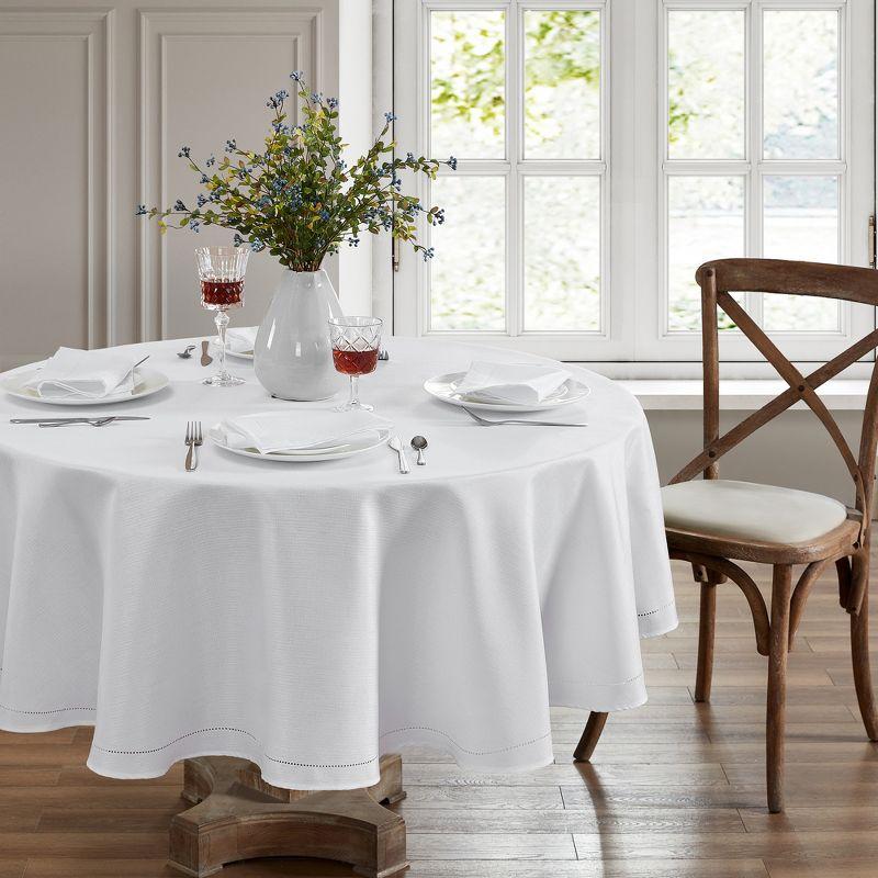 Elrene Alison Eyelet Punched Border Fabric Tablecloth - Elrene Home Fashions