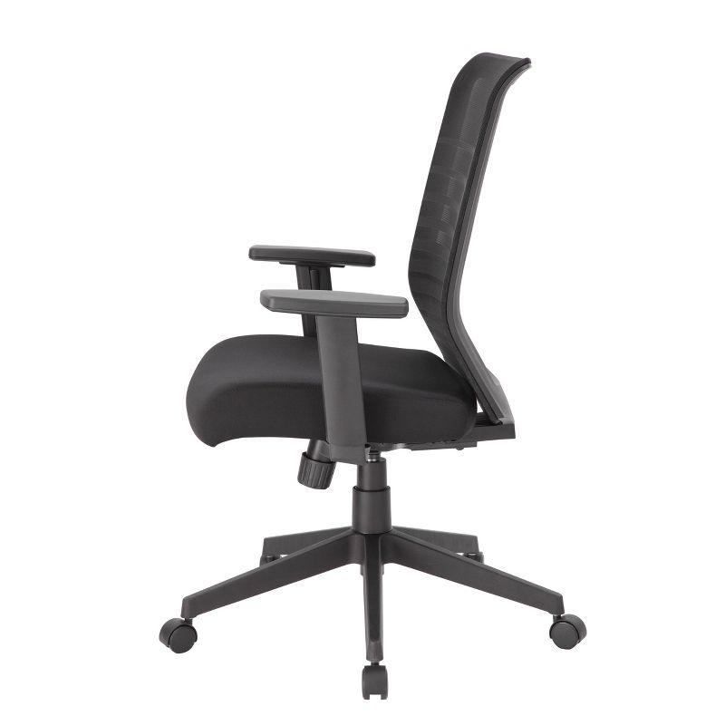 Linear Mesh Task Chair Black - Boss Office Products: Synchro-Tilt, Adjustable Arms, 275lbs Capacity