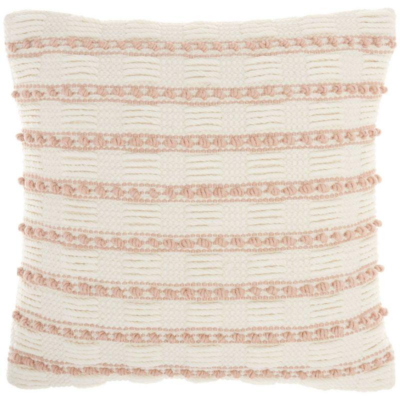 Blush Pink and Ivory Woven Lines Throw Pillow