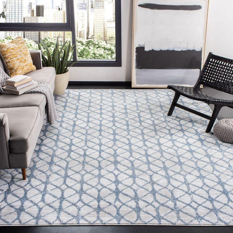 Elysian Geometric Grey/Blue Hand-Knotted Round Area Rug