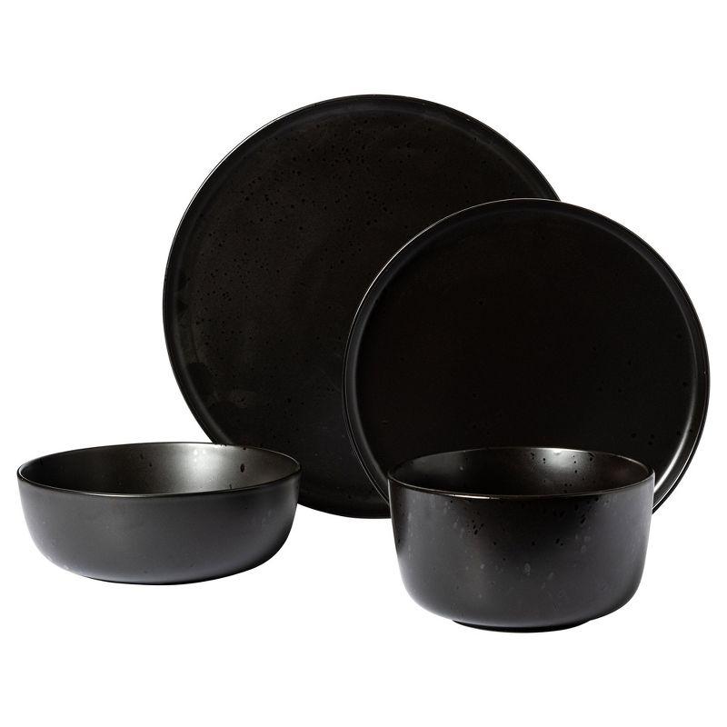 Gibson Elite James Street 16 Piece Stoneware Matte Reactive Double Bowl Dinnerware Set