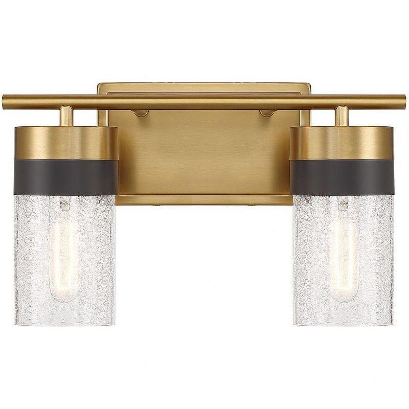 Warm Brass and Crackled Glass 2-Light Vanity Fixture