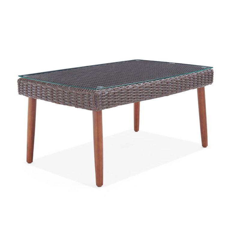4pc All-Weather Wicker Athens Outdoor Conversation Set with 35" Coffee Table - Brown - Alaterre Furniture: Weather-Resistant Patio Ensemble