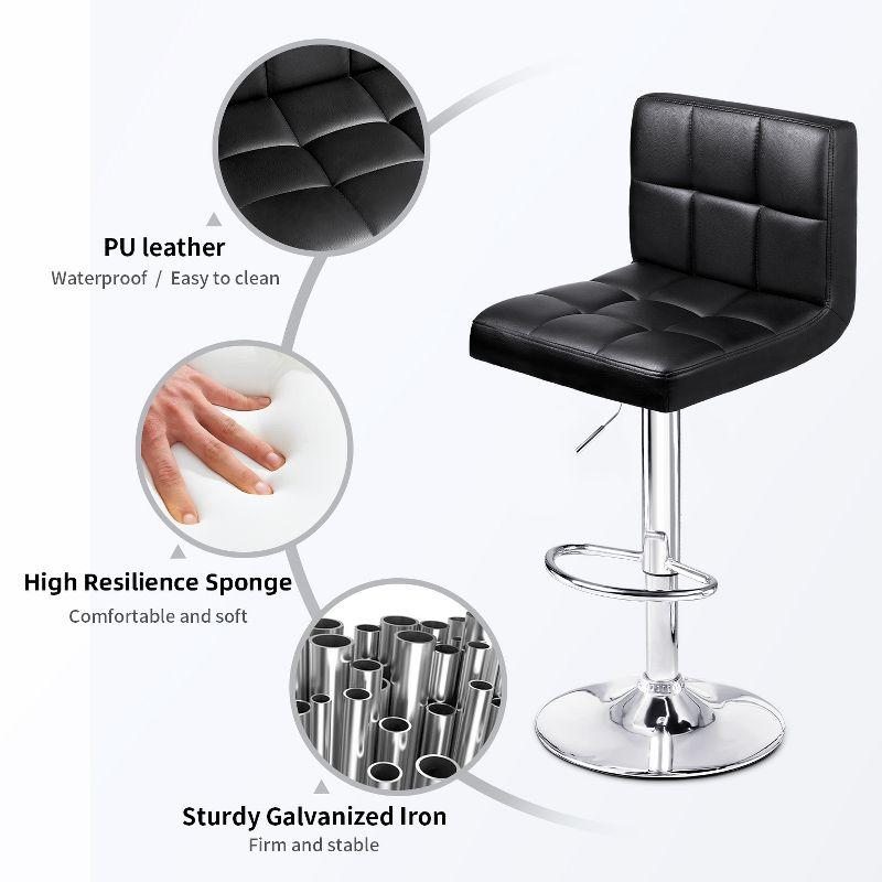 LACOO 33" - 44" Bar Height Adjustable Swivel Barstool - Black