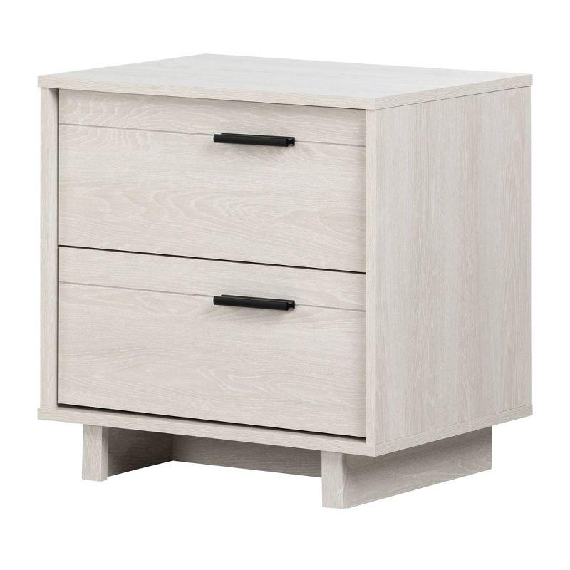 Fynn Winter Oak Modern 2-Drawer Nightstand with Sleek Metal Pulls